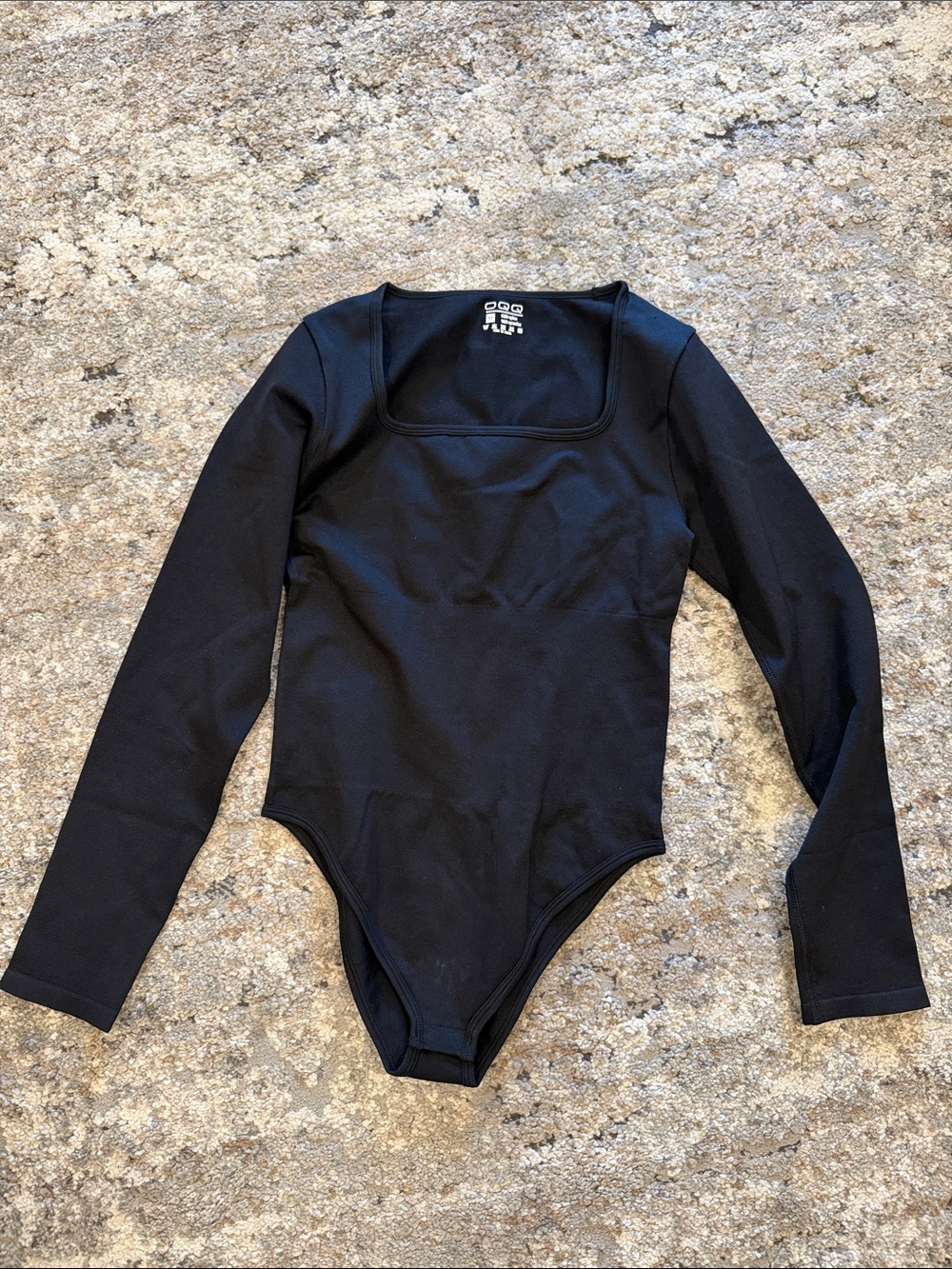 Black Long-Sleeve Square Neck Bodysuit